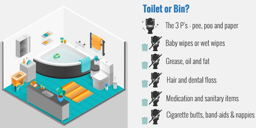 Bin or Toilet to prevent blocked drains